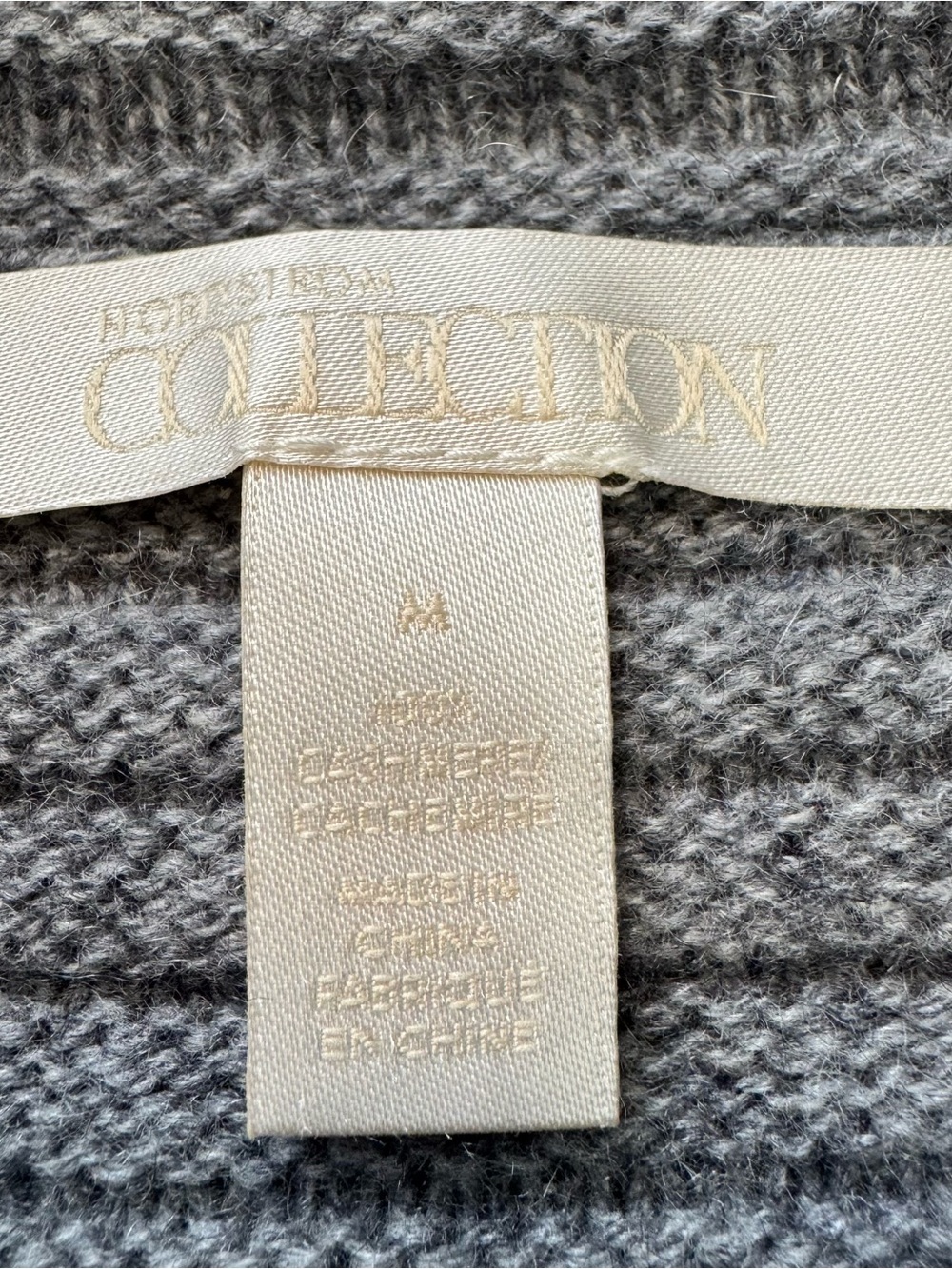 Nordstrom Collection Cashmere Sweater Women’s Medium Gray Asymmetrical Cowl Neck - Picture 4 of 8
